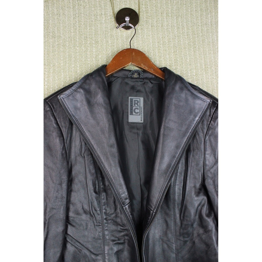 Vintage Comstock Expedition Mens Black Genuine Leather Full Zip Jacket Medium - Picture 6 of 7